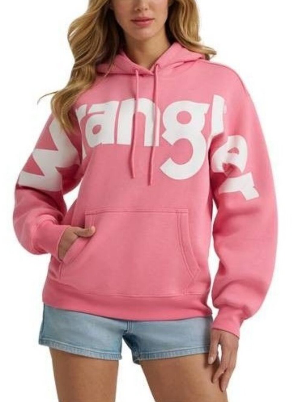 Wrangler Retro Women's 2XL Wide Open Spaces Logo Hoodie Pullover Sweatshirt Pink